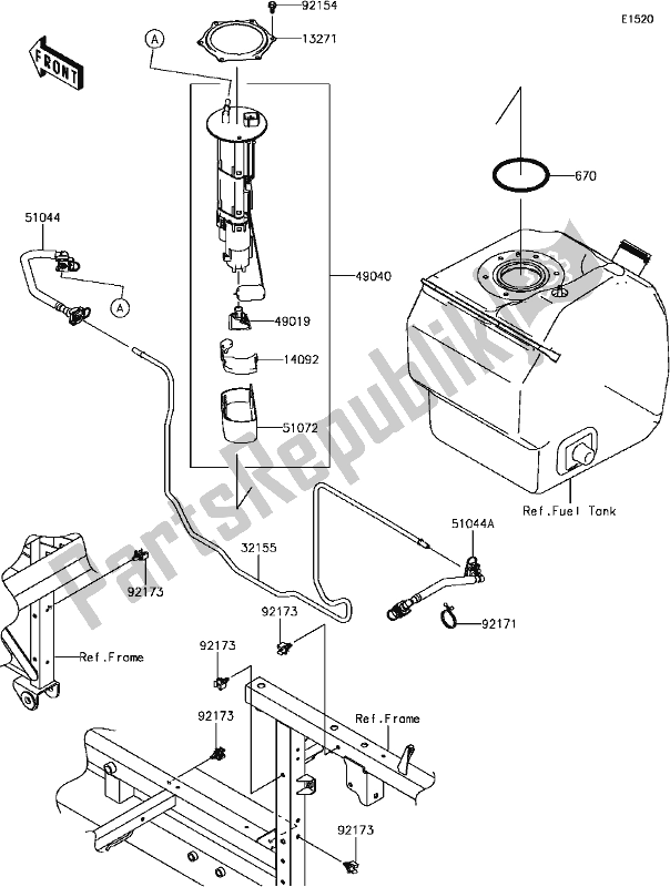 Toutes les pièces pour le 16 Fuel Pump du Kawasaki KAF 820 Mule Pro-fx 3 Seater 2018