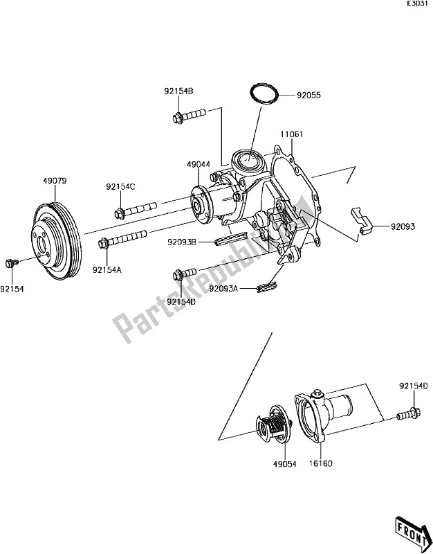 Tutte le parti per il 22 Water Pump del Kawasaki KAF 820 Mule Pro-fx 3 Seater 2018