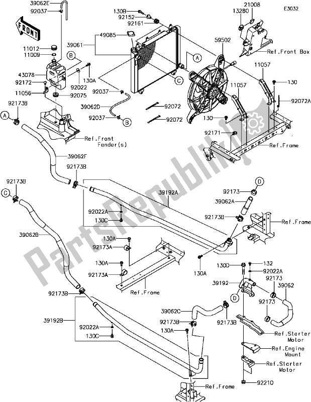 Alle onderdelen voor de 23 Radiator van de Kawasaki KAF 820 Mule Pro-fx 3 Seater 2018