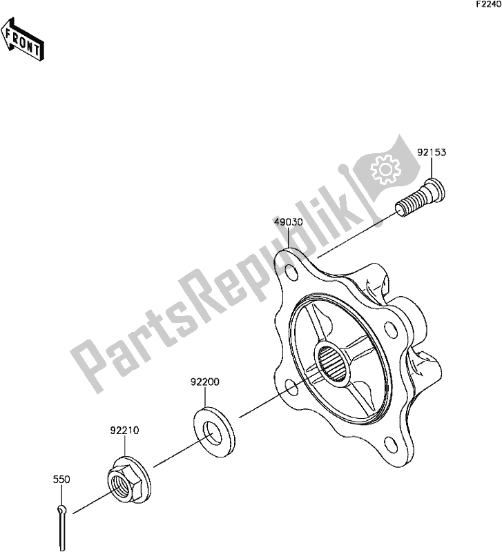 Tutte le parti per il 38 Rear Hubs/brakes del Kawasaki KAF 820 Mule Pro-fx 3 Seater 2018