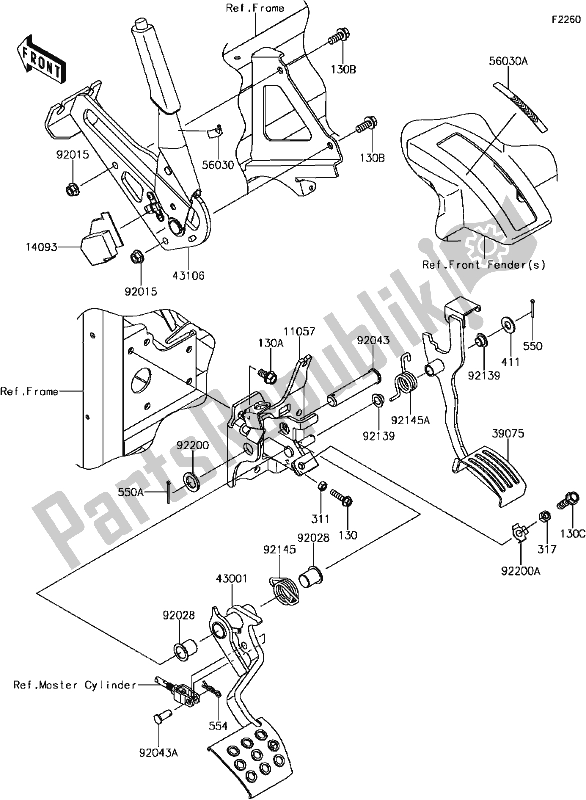 Wszystkie części do 39 Brake Pedal/throttle Lever Kawasaki KAF 820 Mule Pro-fx 3 Seater 2018