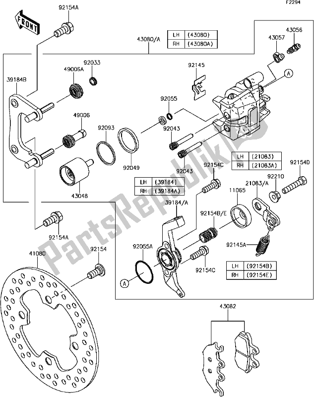 Todas las partes para 43 Rear Brake de Kawasaki KAF 820 Mule Pro-fx 3 Seater 2018