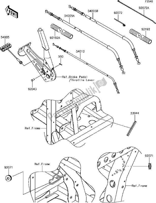 Tutte le parti per il 49 Cables del Kawasaki KAF 820 Mule Pro-fx 3 Seater 2018