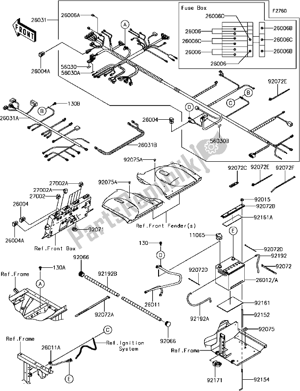 Tutte le parti per il 56-1chassis Electrical Equipment(2/2) del Kawasaki KAF 820 Mule Pro-fx 3 Seater 2018