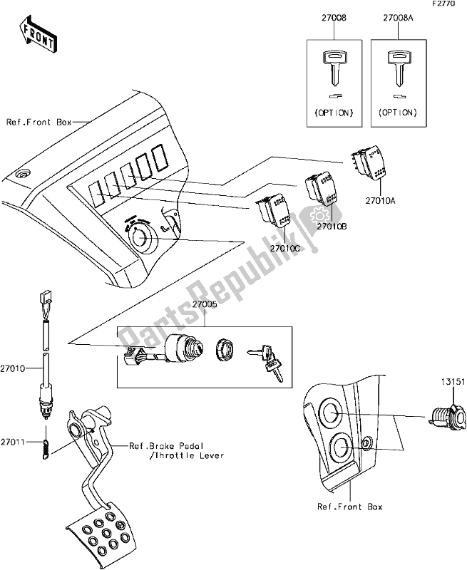 Todas as partes de 57 Ignition Switch do Kawasaki KAF 820 Mule Pro-fx 3 Seater 2018