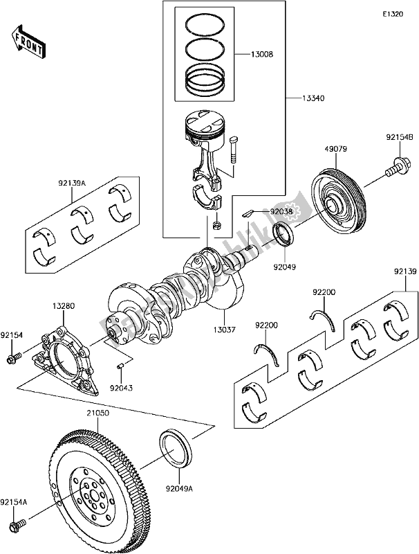 Wszystkie części do 7 Crankshaft/piston(s) Kawasaki KAF 820 Mule Pro-fx 3 Seater 2018