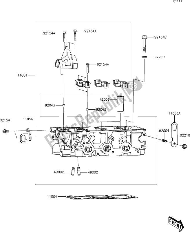 All parts for the 1 Cylinder Head of the Kawasaki KAF 820 Mule Pro-fx 2018