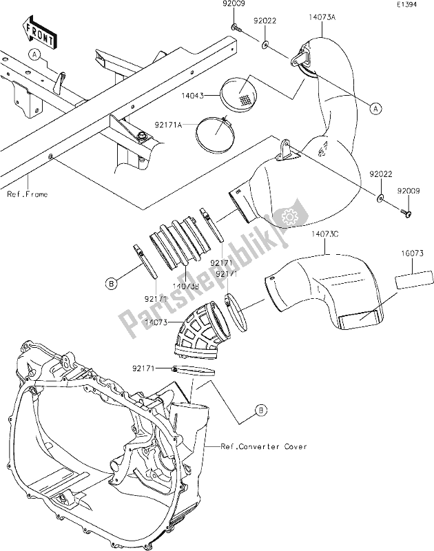 Alle onderdelen voor de 13 Air Cleaner-belt Converter van de Kawasaki KAF 820 Mule Pro-fx 2018