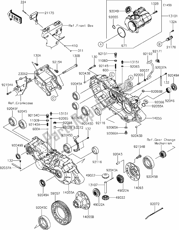 Toutes les pièces pour le 15 Gear Box du Kawasaki KAF 820 Mule Pro-fx 2018