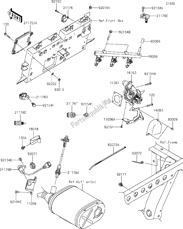 Todas as partes de 17 Fuel Injection do Kawasaki KAF 820 Mule Pro-fx 2018