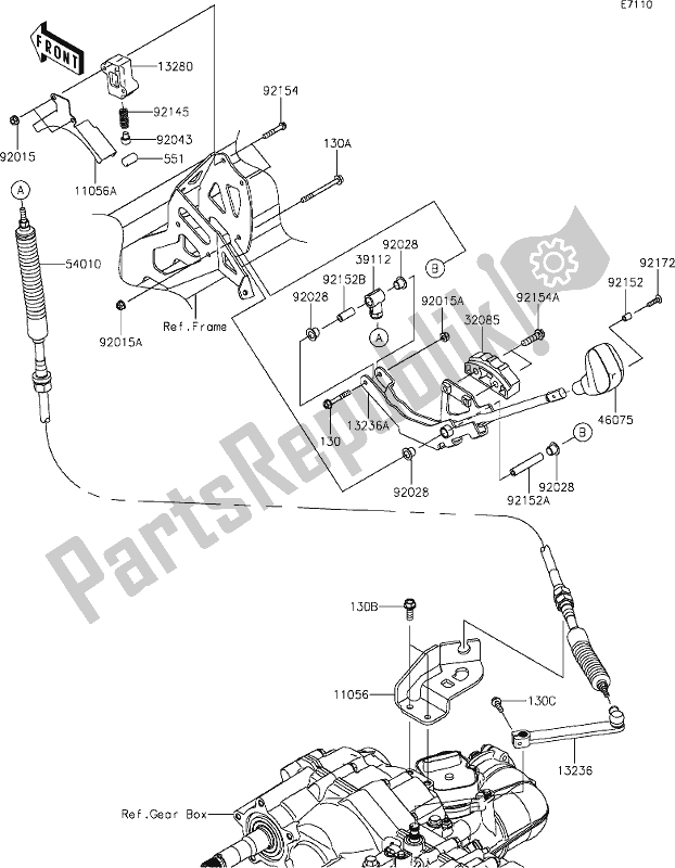 All parts for the 28 Control of the Kawasaki KAF 820 Mule Pro-fx 2018