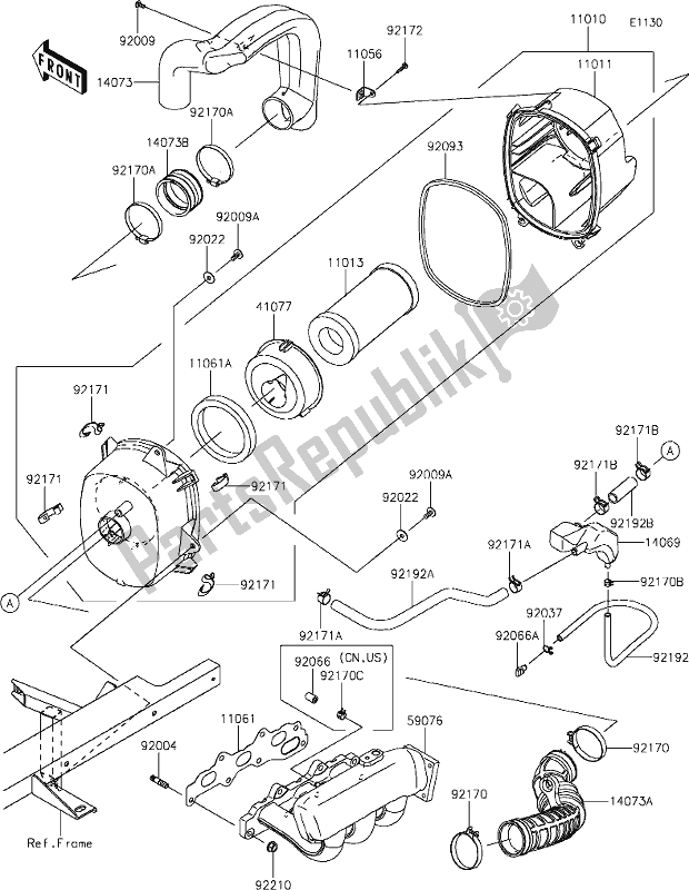 Toutes les pièces pour le 3 Air Cleaner du Kawasaki KAF 820 Mule Pro-fx 2018