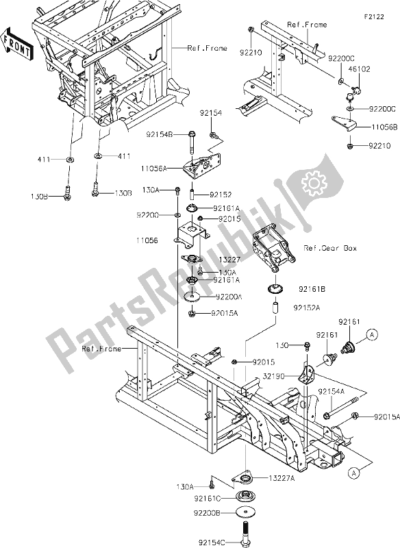 All parts for the 30 Engine Mount of the Kawasaki KAF 820 Mule Pro-fx 2018