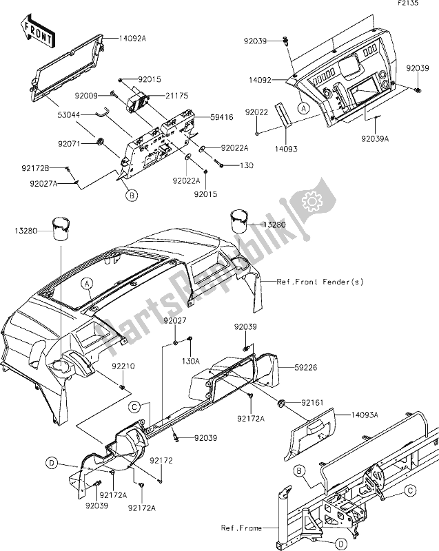 All parts for the 33 Front Box of the Kawasaki KAF 820 Mule Pro-fx 2018