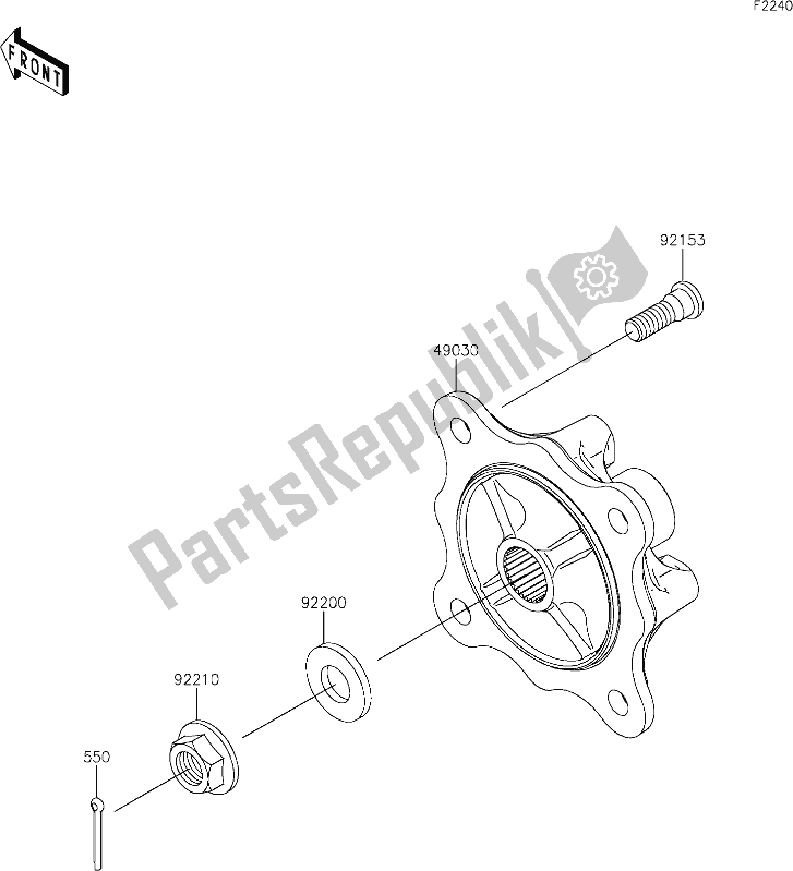 All parts for the 39 Rear Hubs/brakes of the Kawasaki KAF 820 Mule Pro-fx 2018