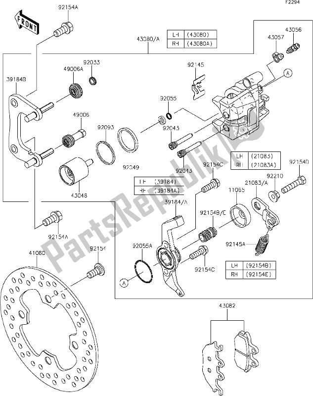 Alle onderdelen voor de 44 Rear Brake van de Kawasaki KAF 820 Mule Pro-fx 2018