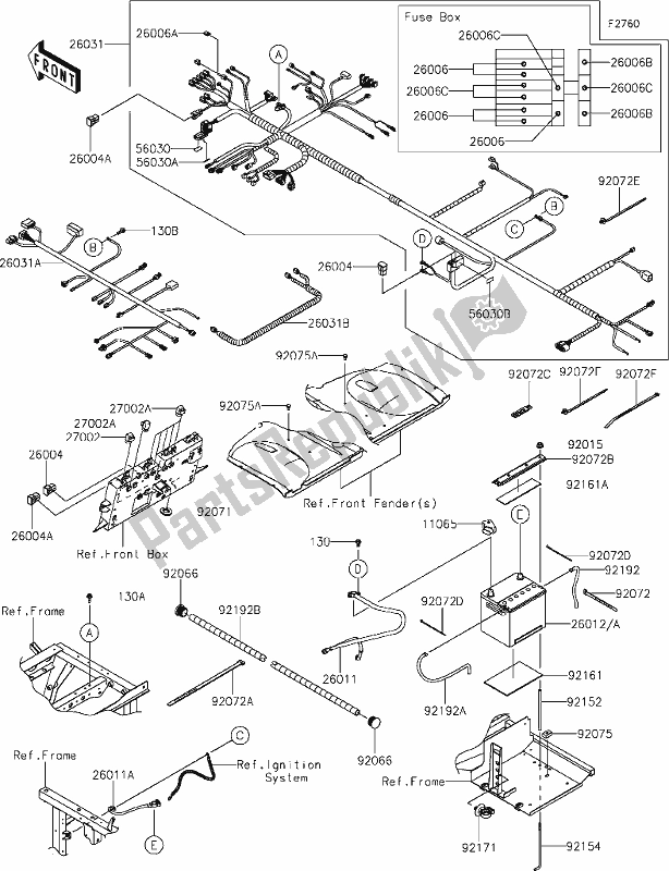 Todas las partes para 58-1chassis Electrical Equipment de Kawasaki KAF 820 Mule Pro-fx 2018