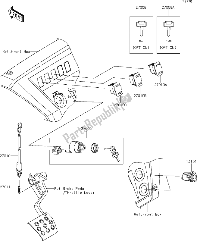 Todas as partes de 59 Ignition Switch do Kawasaki KAF 820 Mule Pro-fx 2018