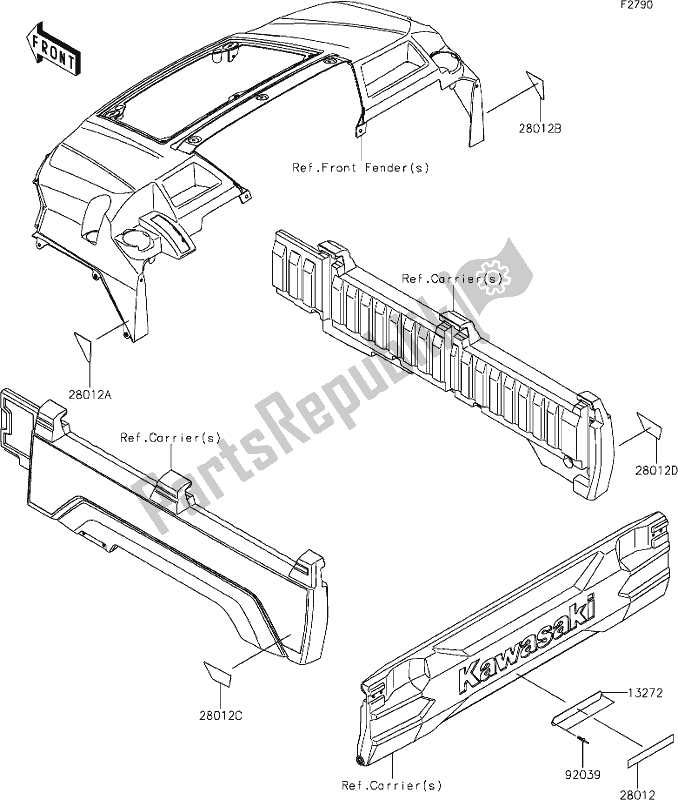 All parts for the 60 Reflectors(cn) of the Kawasaki KAF 820 Mule Pro-fx 2018