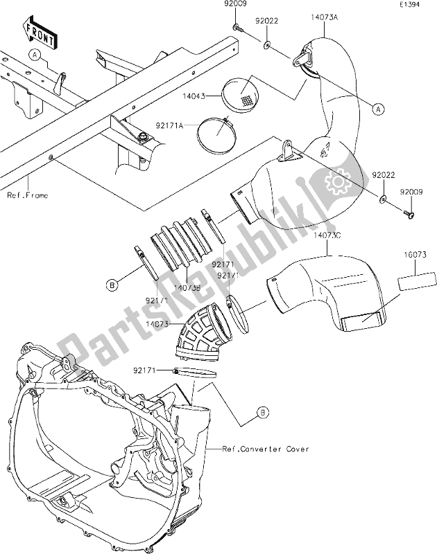 Alle onderdelen voor de 13 Air Cleaner-belt Converter van de Kawasaki KAF 820 Mule Pro-fx 2019