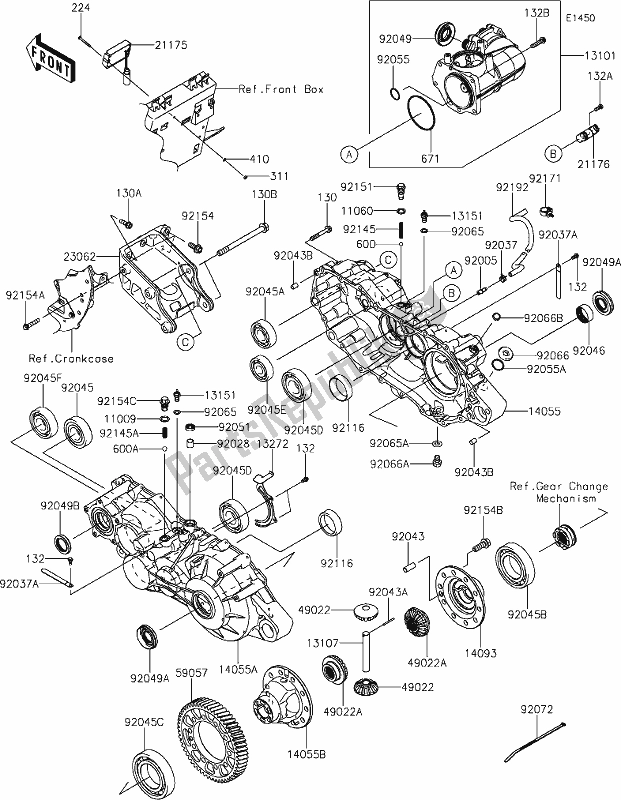 All parts for the 15 Gear Box of the Kawasaki KAF 820 Mule Pro-fx 2019