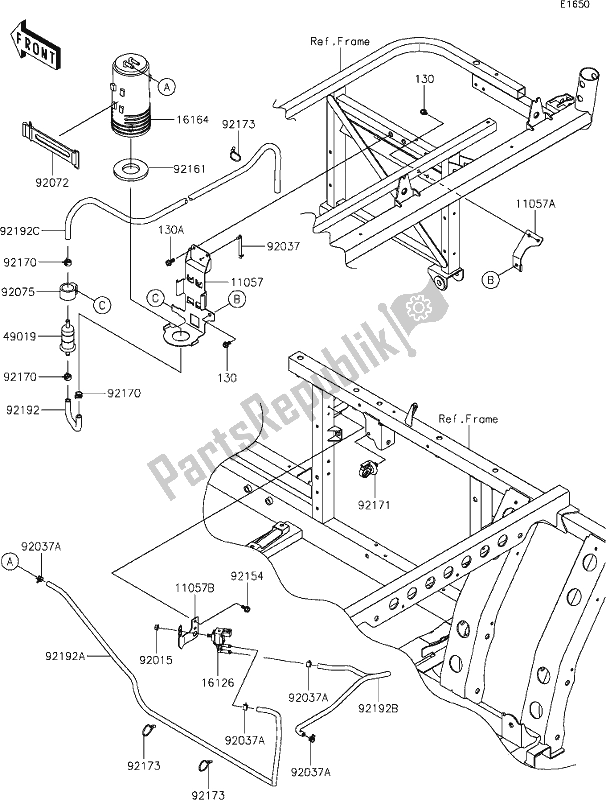 All parts for the 18 Fuel Evaporative System(fjf/fkf)(ca) of the Kawasaki KAF 820 Mule Pro-fx 2019