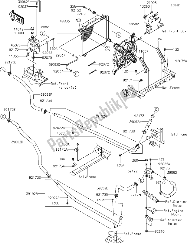 Tutte le parti per il 24 Radiator del Kawasaki KAF 820 Mule Pro-fx 2019