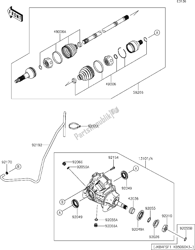 All parts for the 26 Drive Shaft-front of the Kawasaki KAF 820 Mule Pro-fx 2019