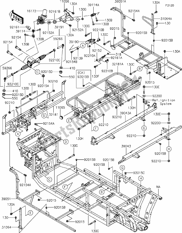 All parts for the 29-1frame of the Kawasaki KAF 820 Mule Pro-fx 2019