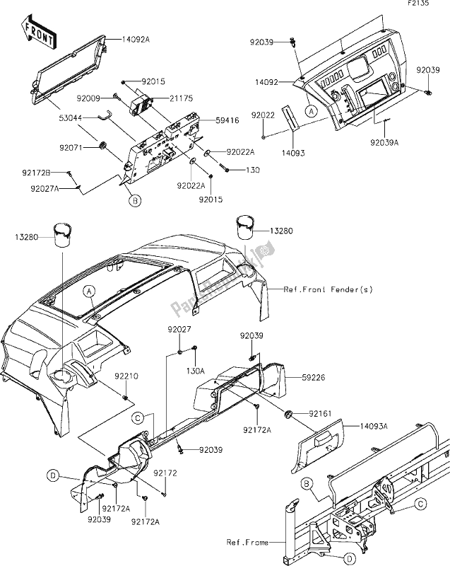 All parts for the 33 Front Box of the Kawasaki KAF 820 Mule Pro-fx 2019