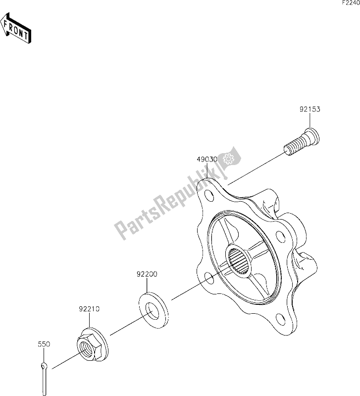 Alle onderdelen voor de 39 Rear Hubs/brakes van de Kawasaki KAF 820 Mule Pro-fx 2019
