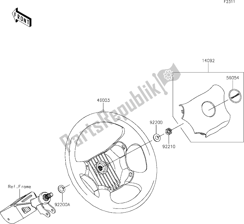 Wszystkie części do 45 Steering Wheel Kawasaki KAF 820 Mule Pro-fx 2019