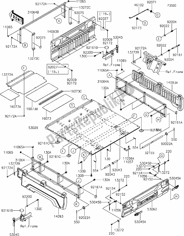 All parts for the 49-1carrier(s) of the Kawasaki KAF 820 Mule Pro-fx 2019