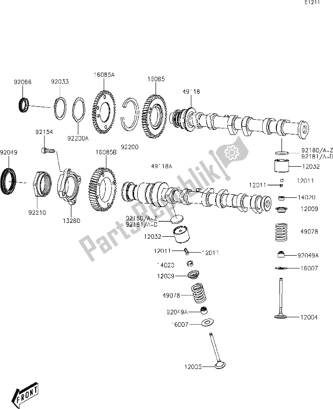 All parts for the 5-1 Valve(s)/camshaft(s) of the Kawasaki KAF 820 Mule Pro-fx 2019