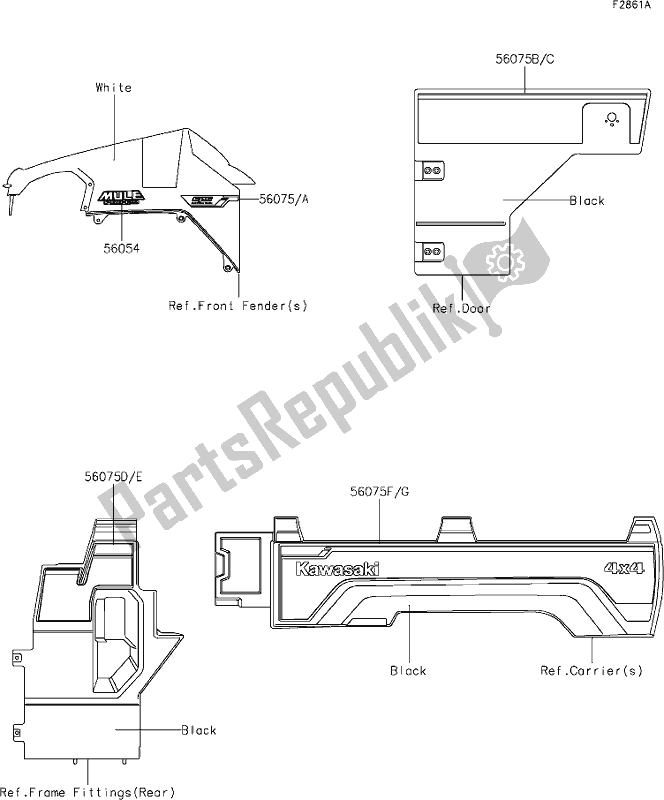 All parts for the 63 Decals(blue)(fjf) of the Kawasaki KAF 820 Mule Pro-fx 2019