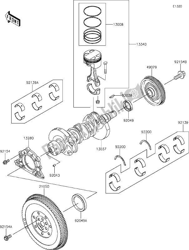 Alle onderdelen voor de 7 Crankshaft/piston(s) van de Kawasaki KAF 820 Mule Pro-fx 2019