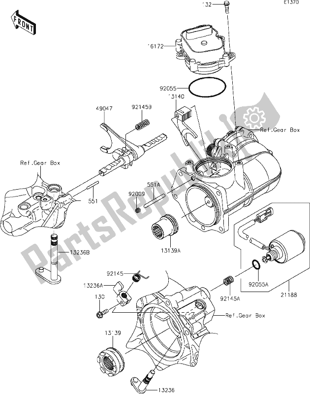 Tutte le parti per il 9 Gear Change Mechanism del Kawasaki KAF 820 Mule Pro-fx 2019