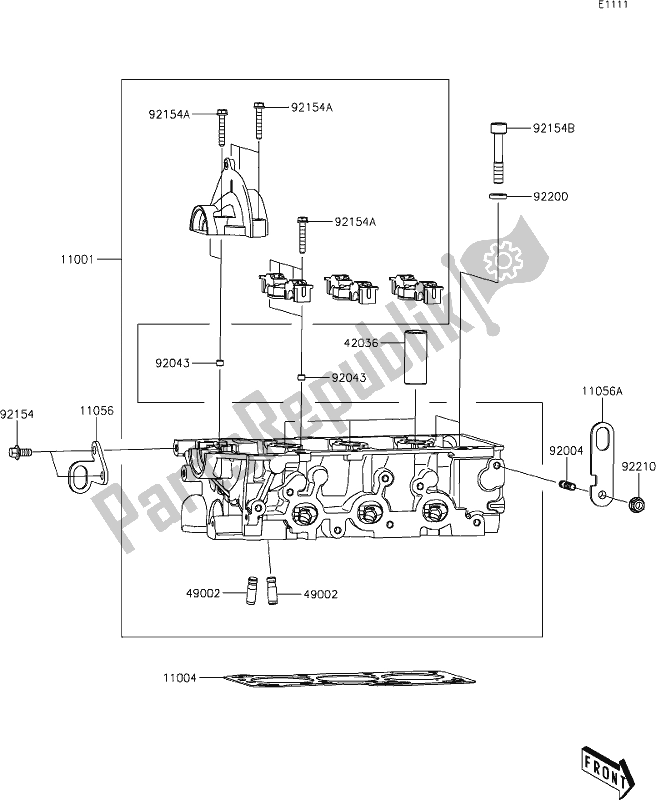 All parts for the 1 Cylinder Head of the Kawasaki KAF 820 Mule Pro-fx 2020