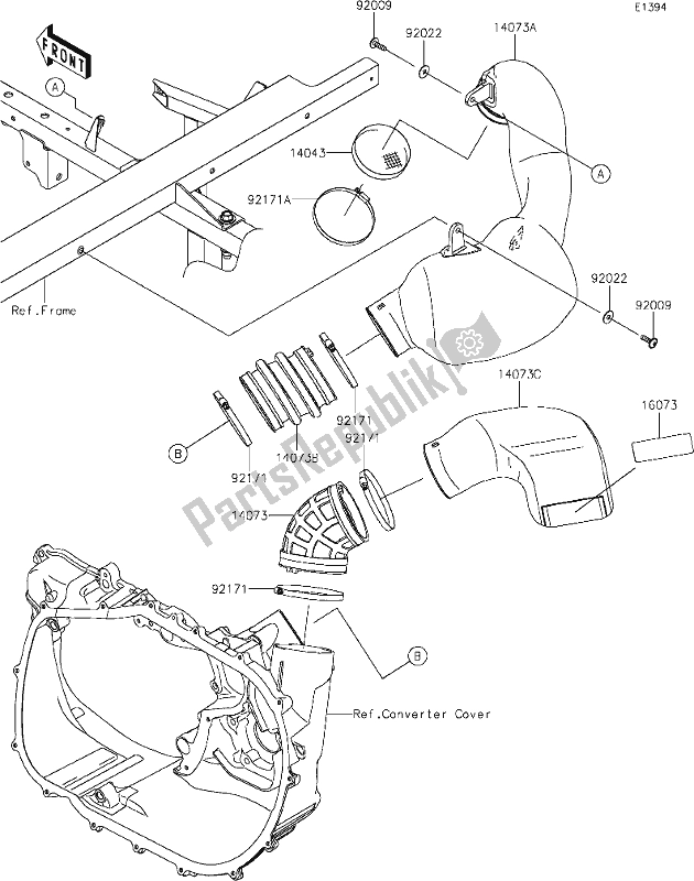 Todas as partes de 13 Air Cleaner-belt Converter do Kawasaki KAF 820 Mule Pro-fx 2020