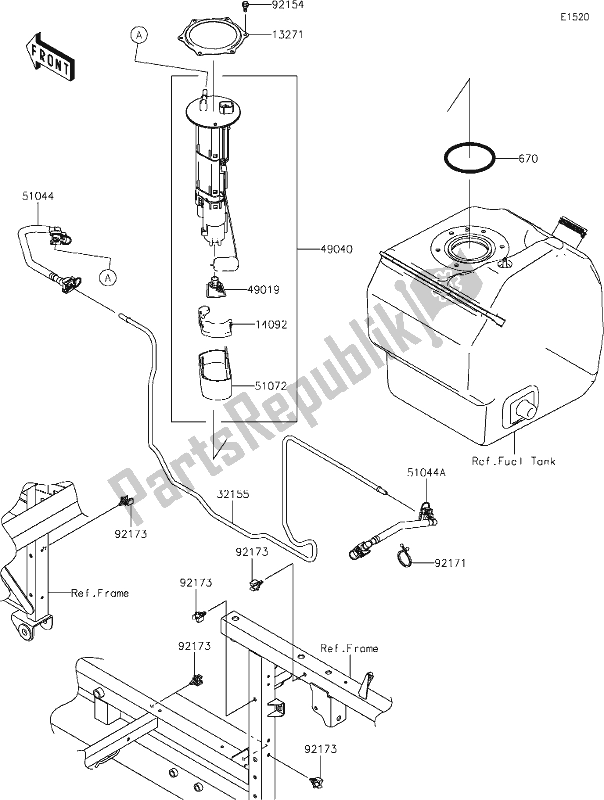 Toutes les pièces pour le 16 Fuel Pump du Kawasaki KAF 820 Mule Pro-fx 2020