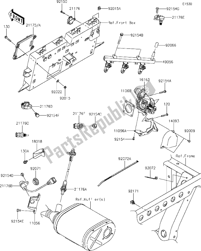 Todas as partes de 17 Fuel Injection do Kawasaki KAF 820 Mule Pro-fx 2020