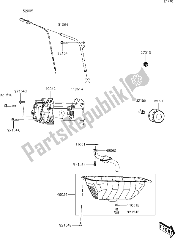 Alle onderdelen voor de 20 Oil Pump/oil Filter van de Kawasaki KAF 820 Mule Pro-fx 2020