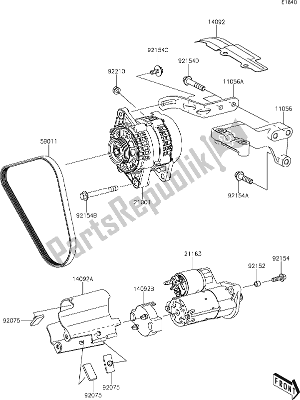 Todas as partes de 22 Starter Motor do Kawasaki KAF 820 Mule Pro-fx 2020