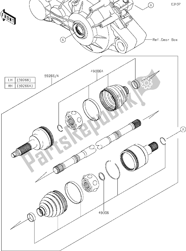 All parts for the 27 Drive Shaft-rear of the Kawasaki KAF 820 Mule Pro-fx 2020