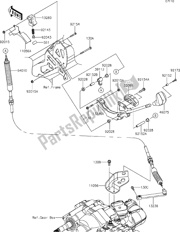 All parts for the 28 Control of the Kawasaki KAF 820 Mule Pro-fx 2020