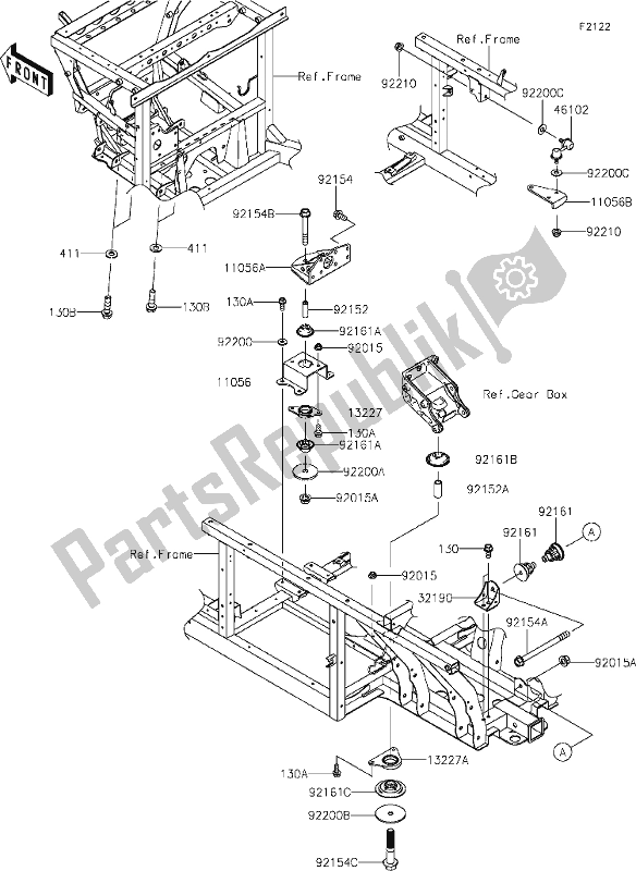 Toutes les pièces pour le 30 Engine Mount du Kawasaki KAF 820 Mule Pro-fx 2020