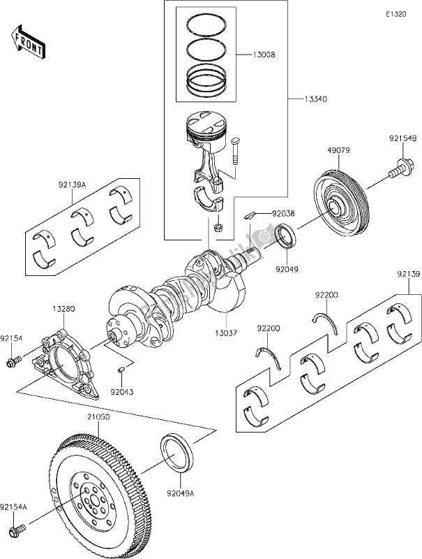 All parts for the 7 Crankshaft/piston(s) of the Kawasaki KAF 820 Mule Pro-fx 2020