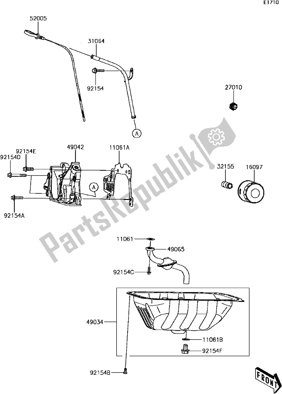 Alle onderdelen voor de 19 Oil Pump/oil Filter van de Kawasaki KAF 820 Mule PRO FXT 2018