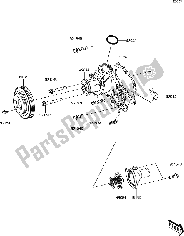 Toutes les pièces pour le 22 Water Pump du Kawasaki KAF 820 Mule PRO FXT 2018