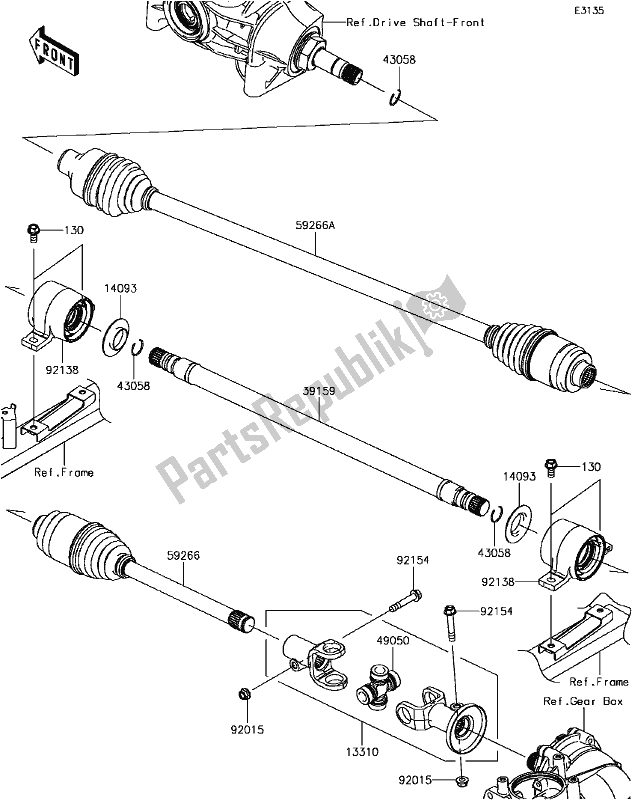 Toutes les pièces pour le 24 Drive Shaft-propeller du Kawasaki KAF 820 Mule PRO FXT 2018